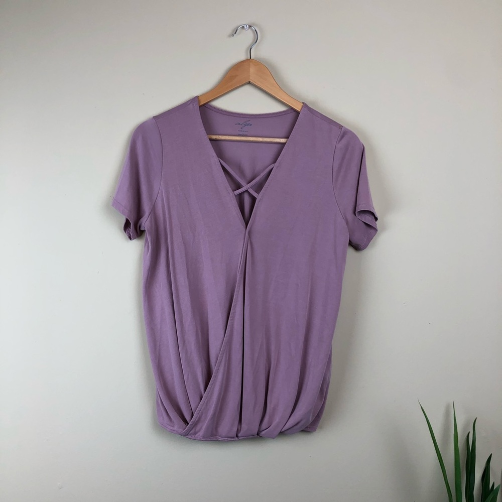 Anthropologie Mauve Cross-Over Top